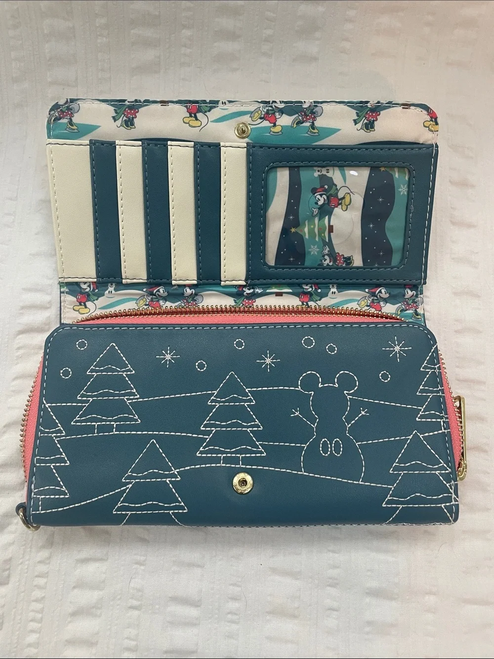 Loungefly Disney Mickey & Minnie Sledding Holiday Winter Wallet (NO Wristlet)